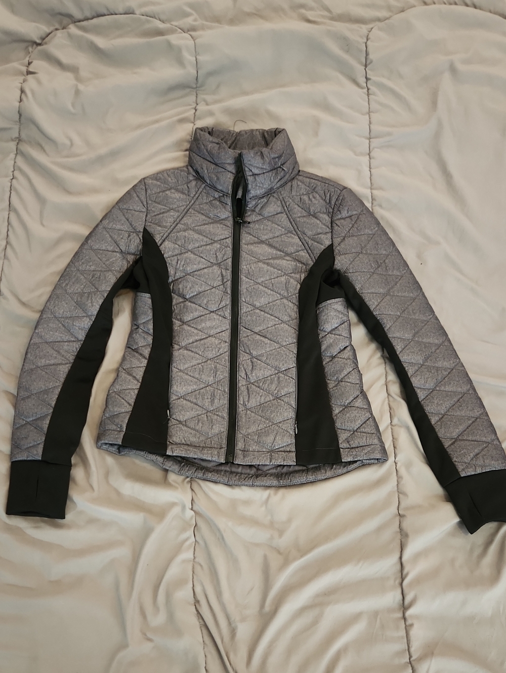 Guess Quilted Gray Jacket with Black Side Panels